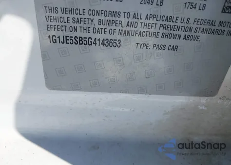 2016 Chevrolet Sonic Ltz Auto из США, поврежденный, VIN 1G1JE5SB5G4143653